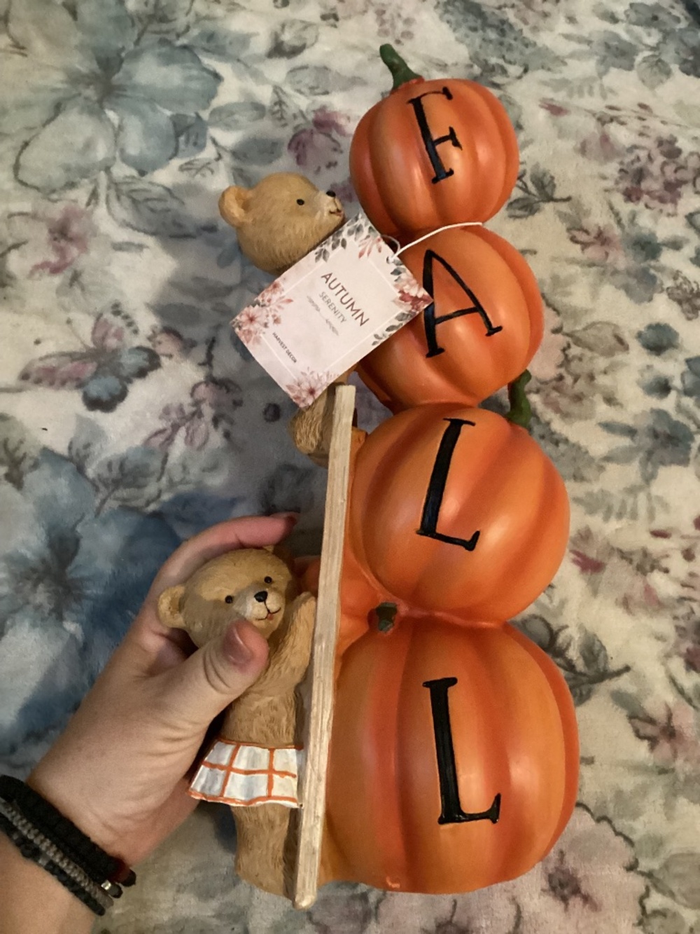 New Autumn Decor- Teddy bears with ladder and with Pumpkins / FALL
